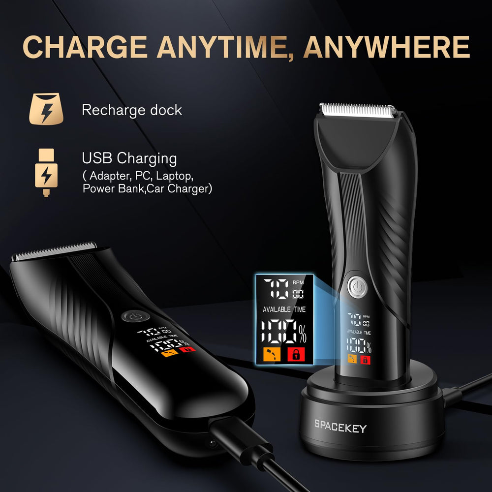 Spacekey electric body hair trimmer care-guide included to support long-term durability.