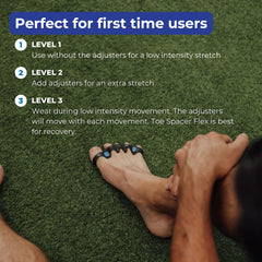 Spacer Mobility Toe Spacer FLEX in soft silicone fits all foot widths during activity.