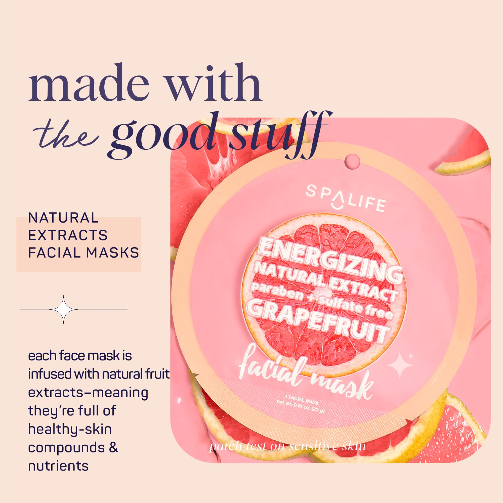 SpaLife Beauty Fruit Face Mask cherry-swirl features antioxidant protection for a refreshed look.
