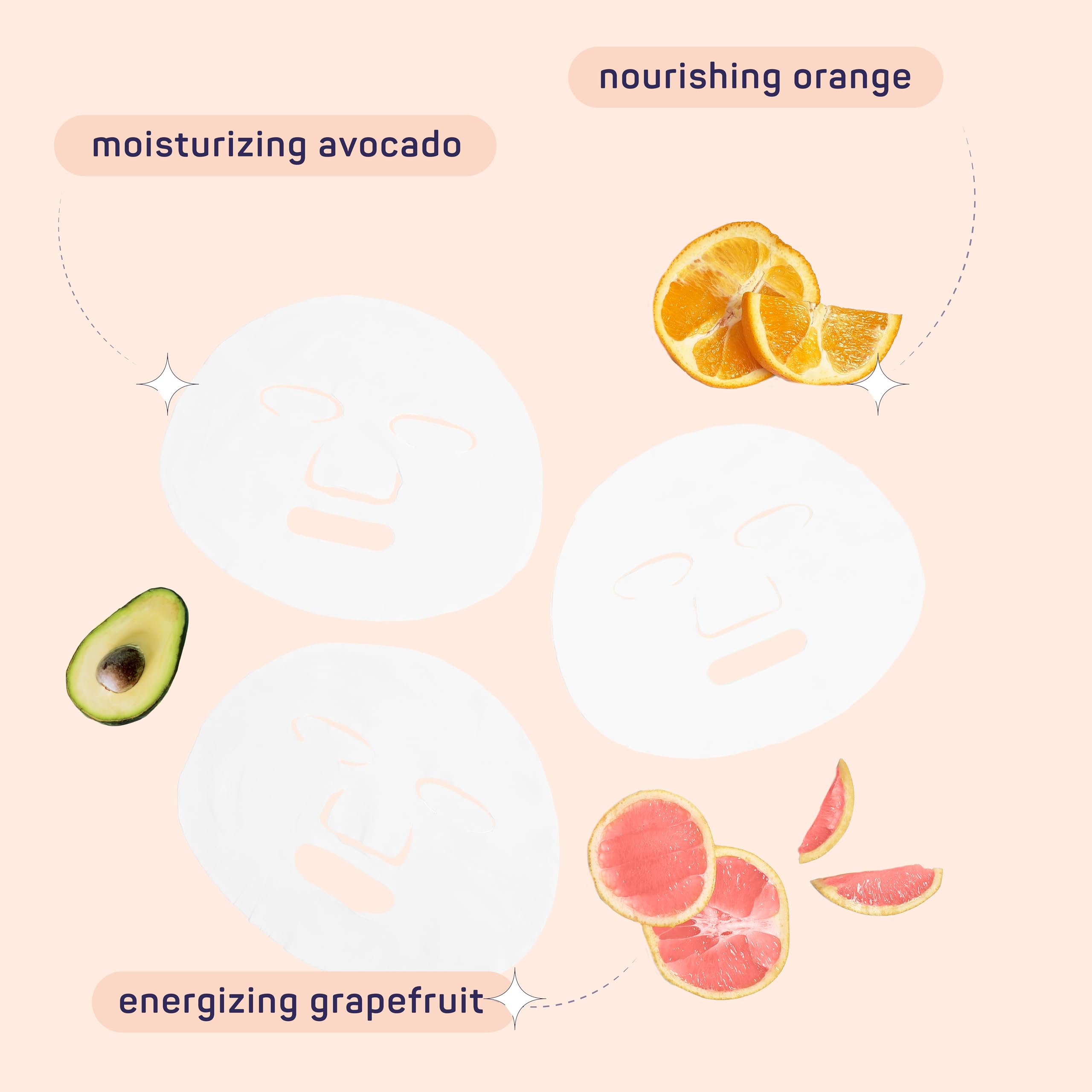 SpaLife Beauty Fruit Face Mask easy-application-closeup shows snug fit on contours.