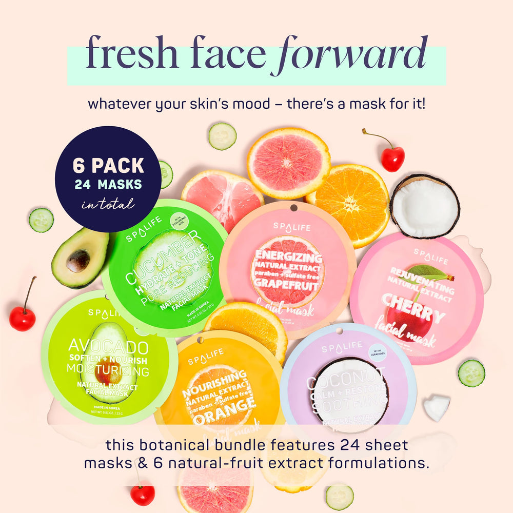 SpaLife Beauty Fruit Face Mask grapefruit-packaging highlights brightening formula for radiant skin.