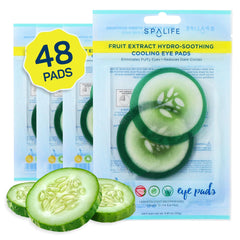 SpaLife cucumber eye patches packaging with refreshing ingredients for at-home care