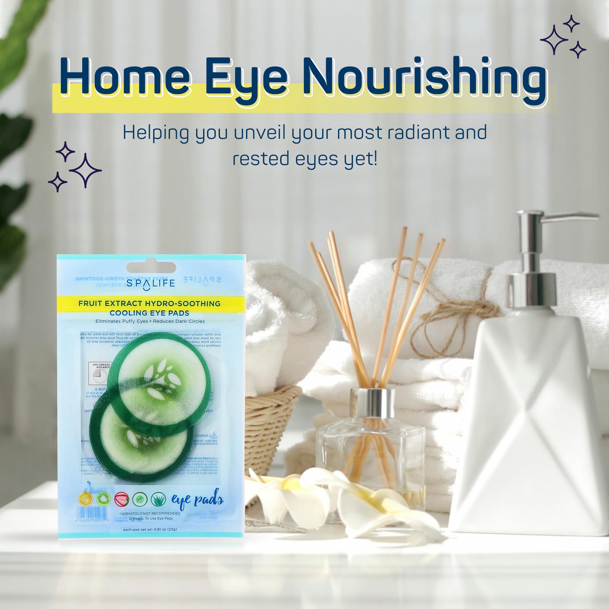 SpaLife eye patches stored in refrigerator for extra cooling relief