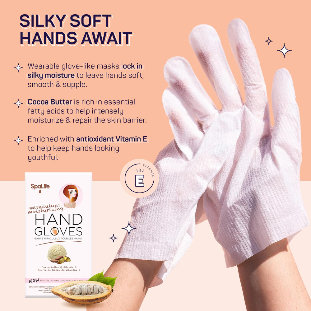 SpaLife nail cuticle mask highlights Vitamin E and Camellia Oil for cuticle care.