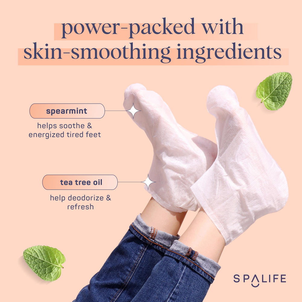 SpaLife pre-moisturized foot wrap socks demonstrate mess-free, quick moisture delivery.