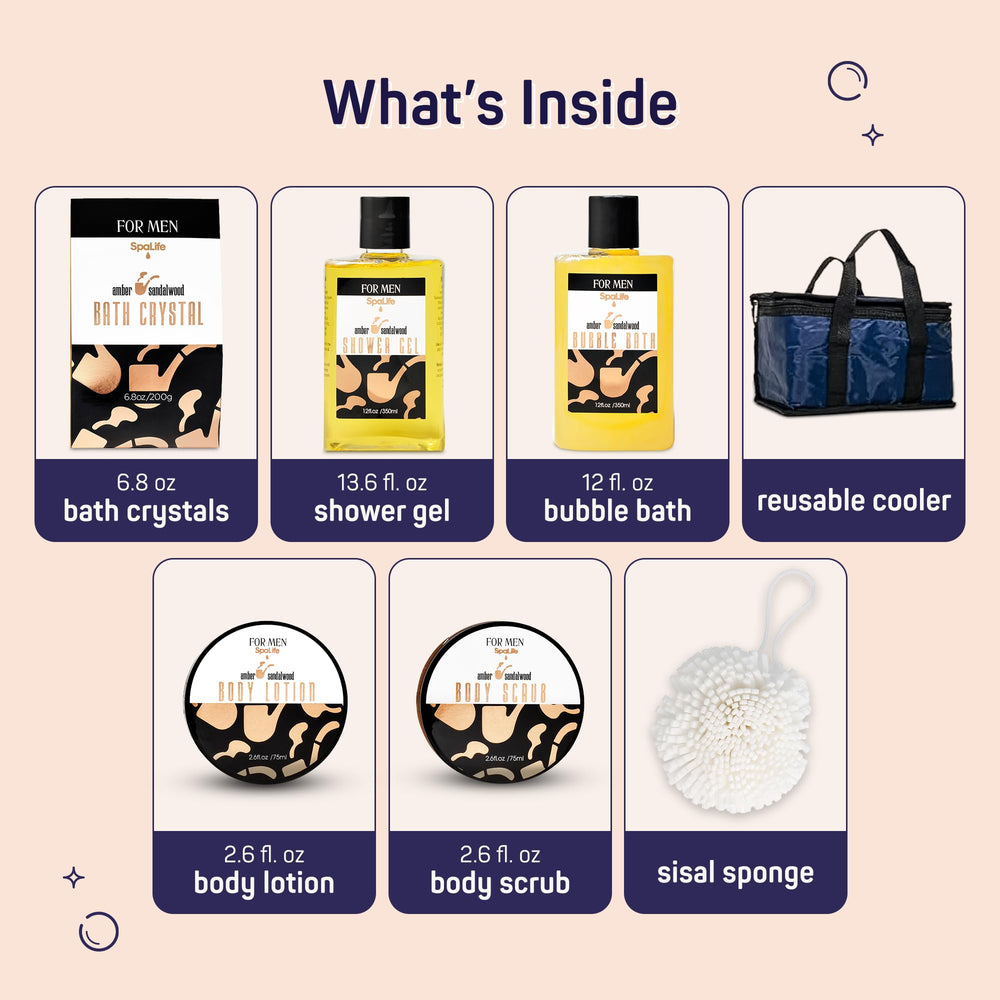 SpaLife sandalwood giftset shower gel bottle delivers deep cleanse with warm, calming aroma