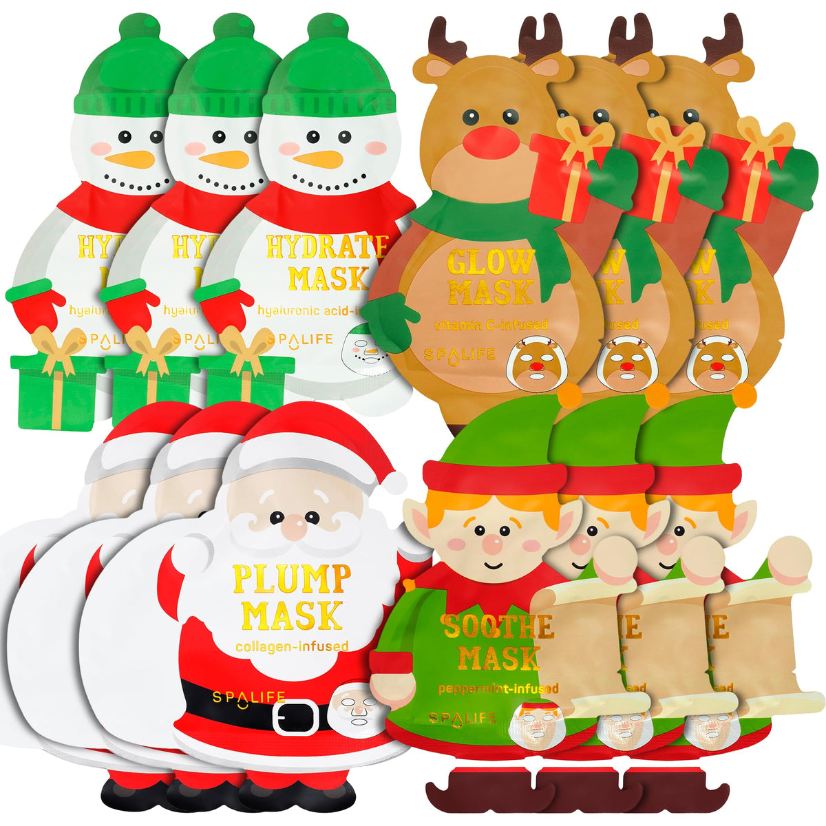 SpaLife Santa's Workshop Snowman mask hydration for plump, refreshed skin