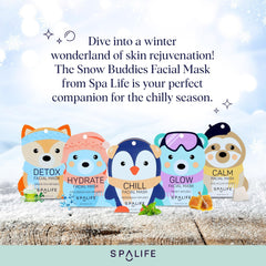 SpaLife Snow Buddies mask-pack flatlay for festive gifting and at-home spa