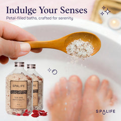 SpaLife Lavender jar shows generous 17.6 oz for longer soaks.
