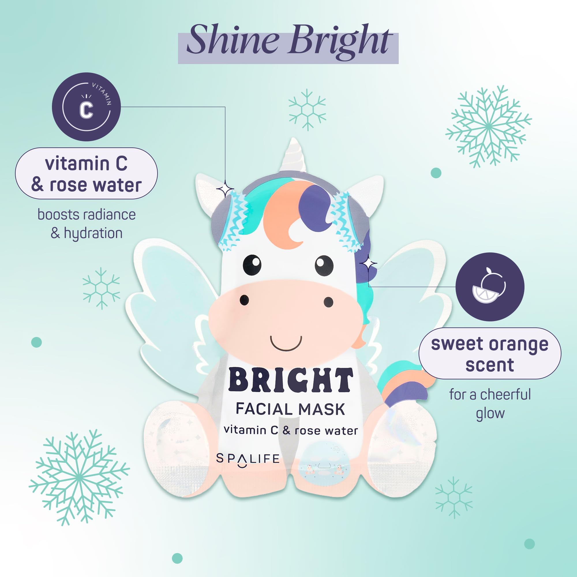 SpaLife Unicorn mask rose water infusion promoting even tone.