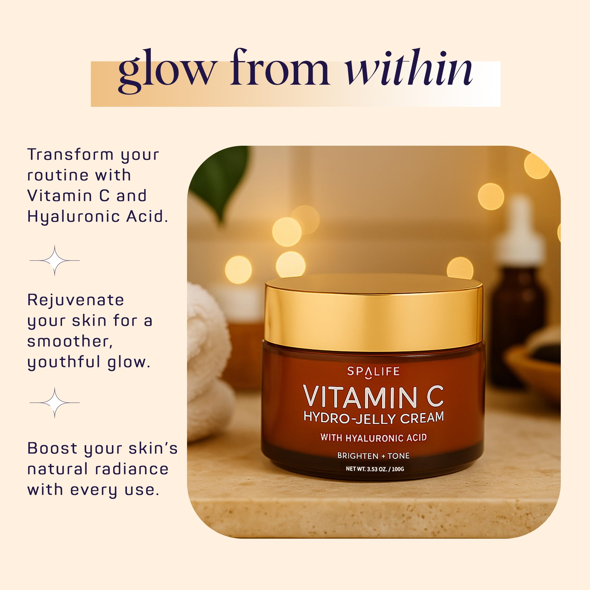 SpaLife Vitamin C Hydro jar label detail signals premium ingredients