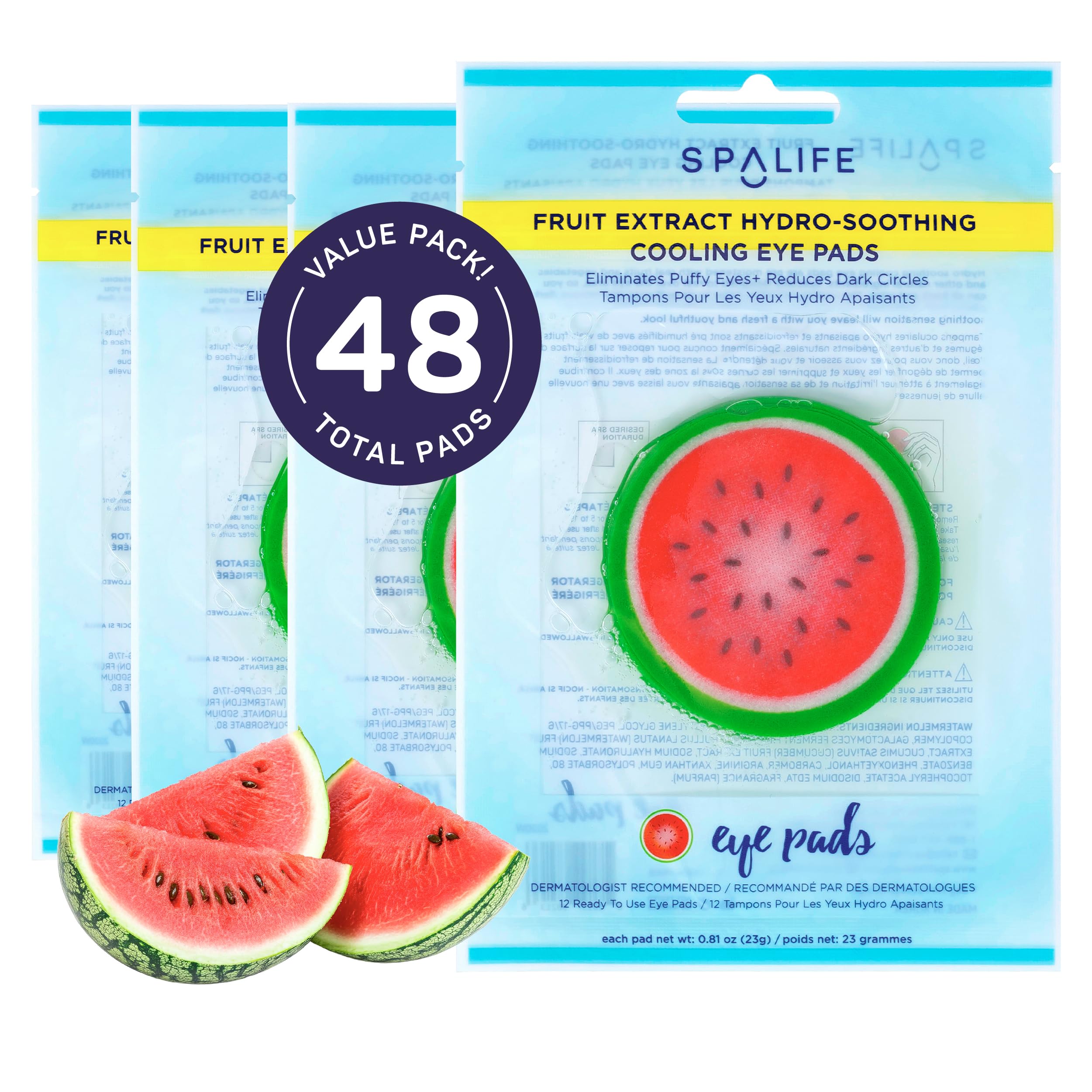 SpaLife Watermelon Cooling Eye Pads pack brightening and hydrating under-eye area