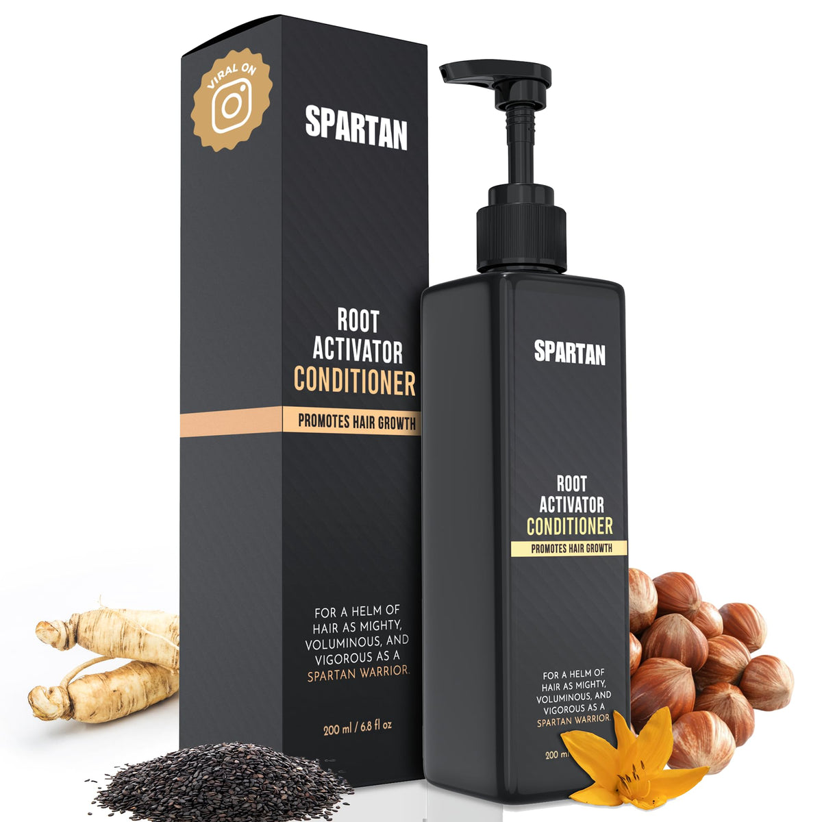 SPARTAN Root Activator Conditioner bottle pour for easy daily application.