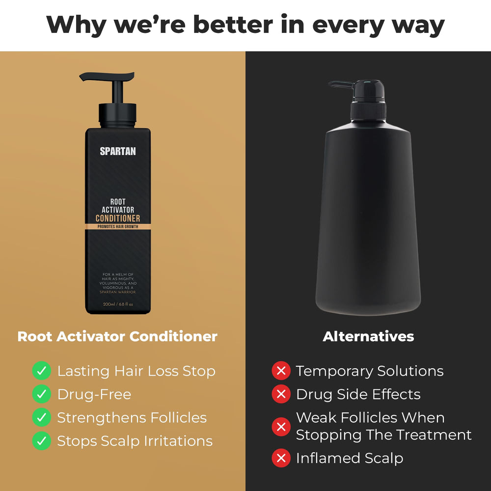 SPARTAN thickening hair close-up hints at fuller, healthier strands.