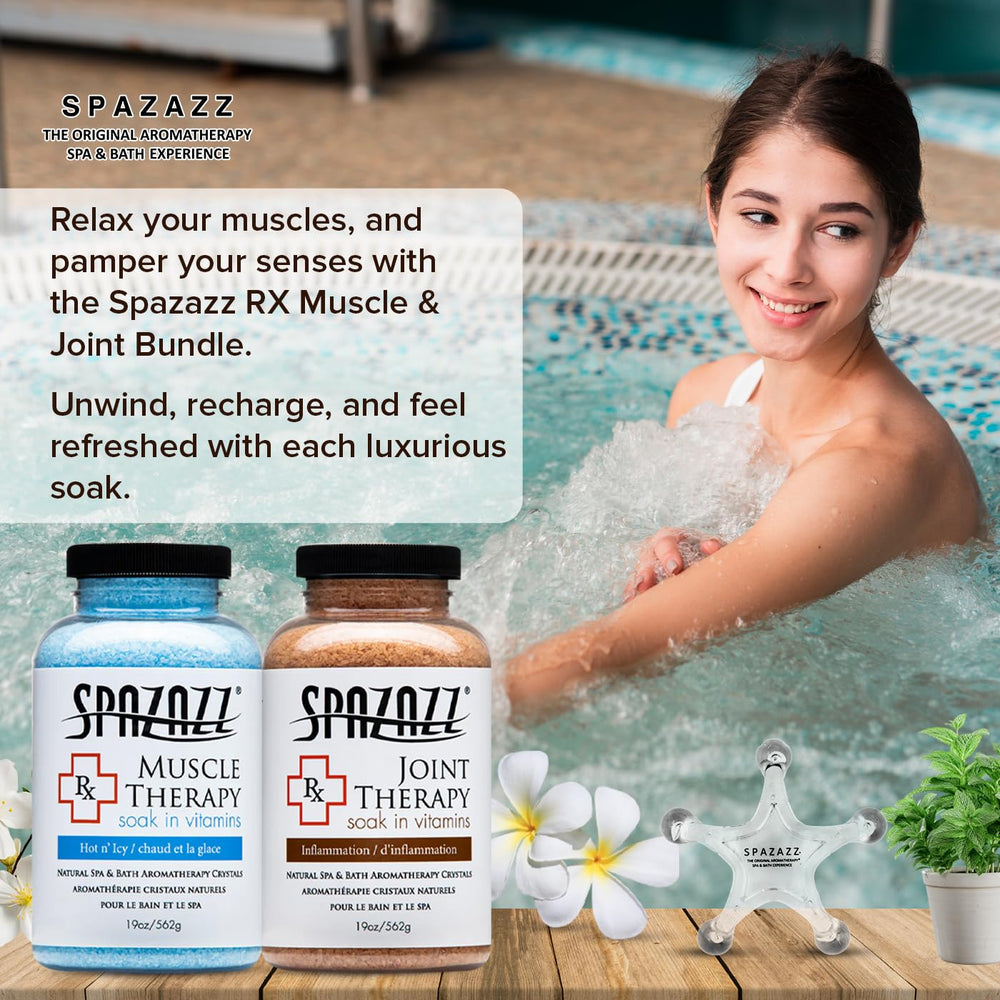 Spazazz aromatherapy scents offering a rejuvenating spa experience with essential blends.