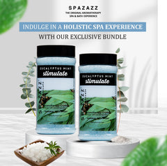 Spazazz Botanicals jar of Eucalyptus Mint crystals for skin nourishment.