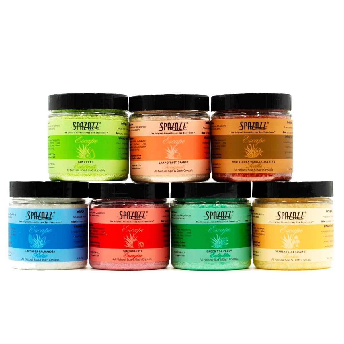 Spazazz Escape Lavender Pamarosa bath salts for calming, soothing bath rituals.