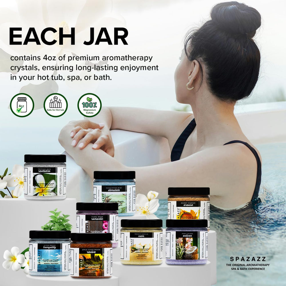 Spazazz French Vanilla bath salt for cozy mood enhancement.