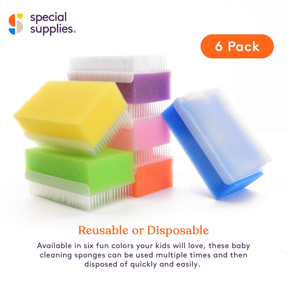 Special Supplies cradle-cap-use image suggests mild, sponge-based cleansing during bath routines.