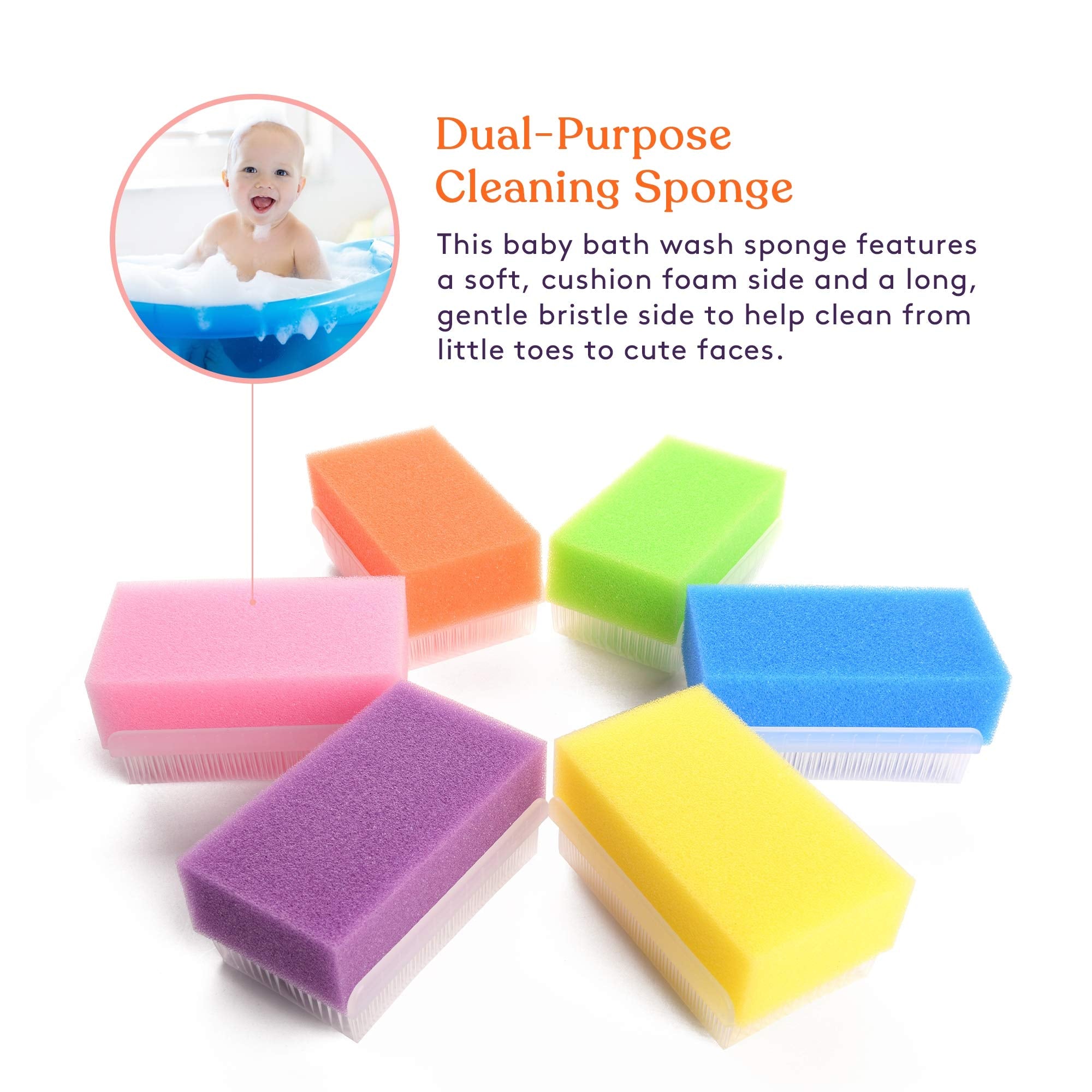 Special Supplies dual-design bath sponge—sponge and brush in one for quick cleansing.