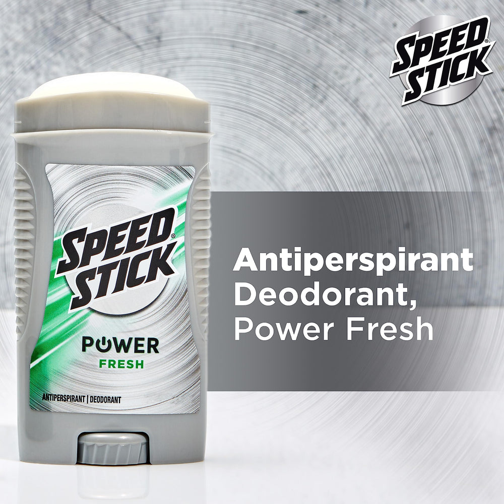 Speed Stick Men's Deodorant Fresh bottle closeup highlighting 24-hour protection.