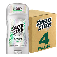 Speed Stick Men's Deodorant Fresh packshot with four-pack for daily protection.