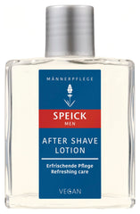 Speick After Shave Lotion bottle closeup showing soothing post-shave care.