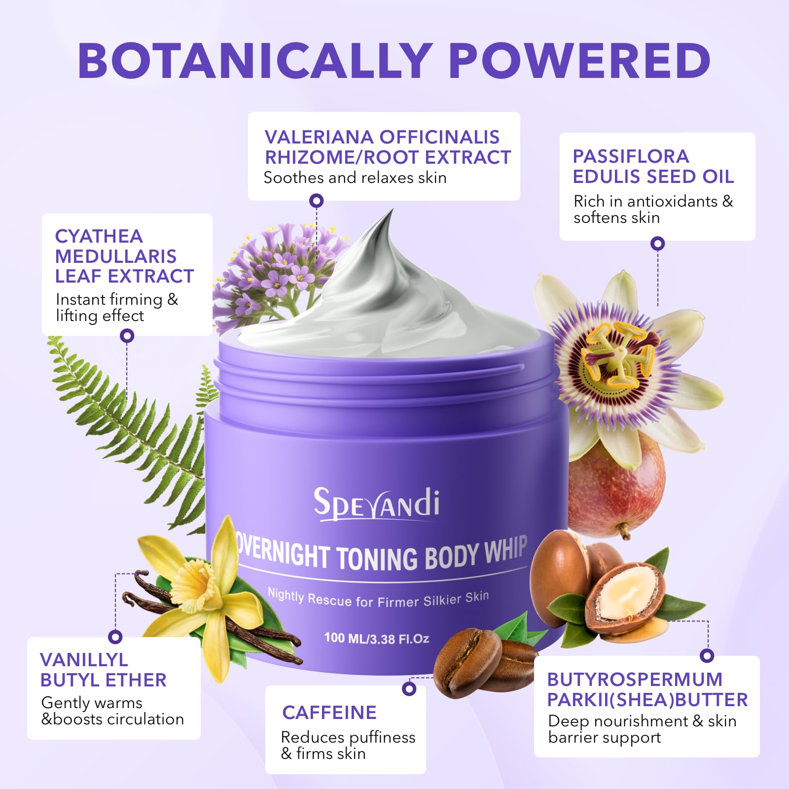 Sperandi Overnight Toning Whip being massaged to boost hydration and smoothing.