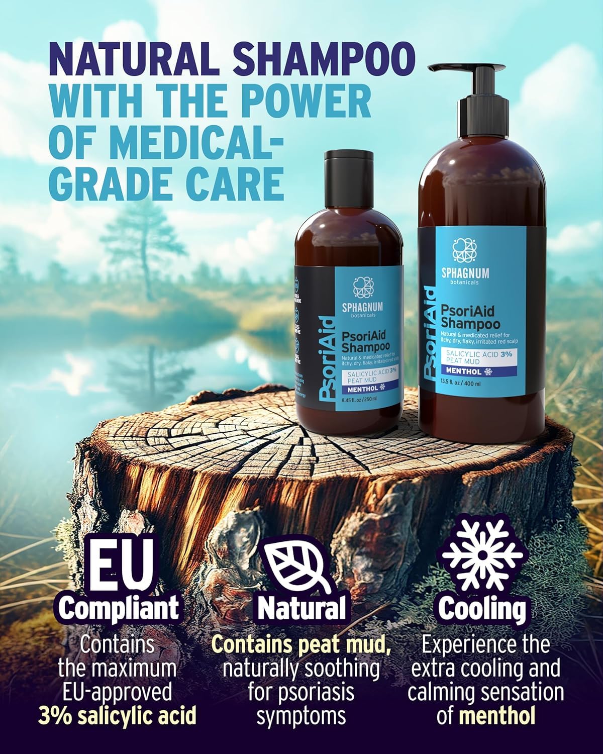 Sphagnum Botanicals menthol cooling image conveys instant itch relief during washes
