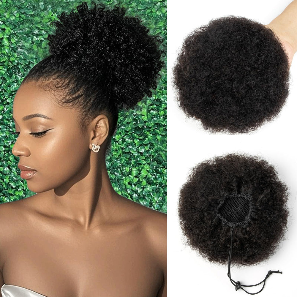 SPIKFN Afro Puff drawstring ponytail 6in Natural Color for quick, natural-looking styling.