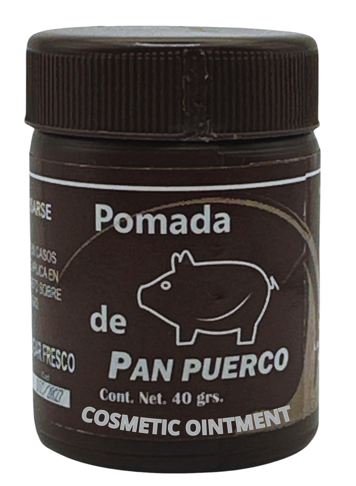 Spinen Pomada Pan Puerco jar closeup reveals rich, moisturizing texture for dry skin.