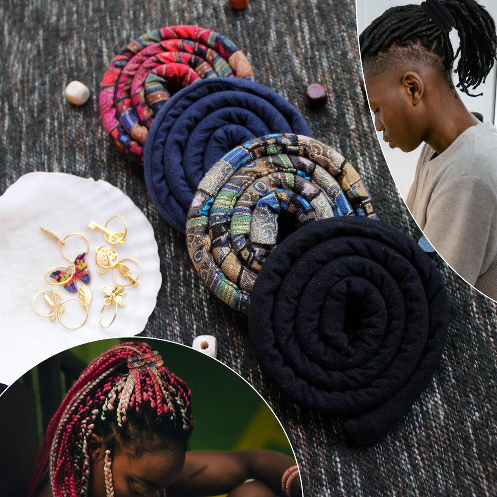 Spiral Lock Hair Tie around dreads for a secure high ponytail.