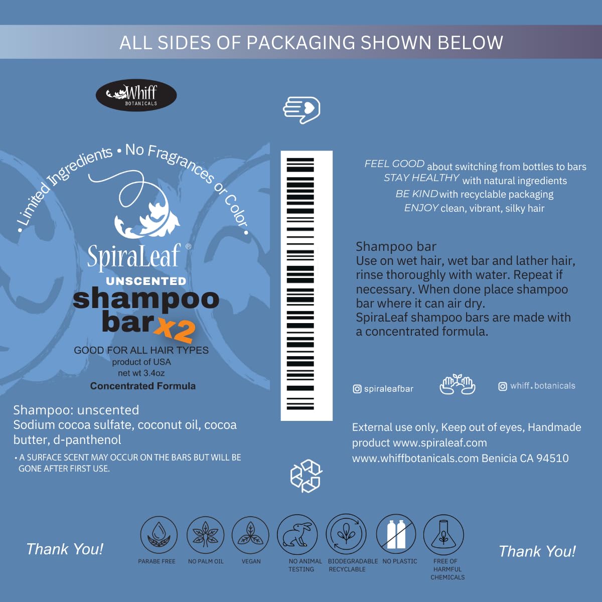 SpiraLeaf limited-ingredients recyclable packaging close-up for eco-friendly routine