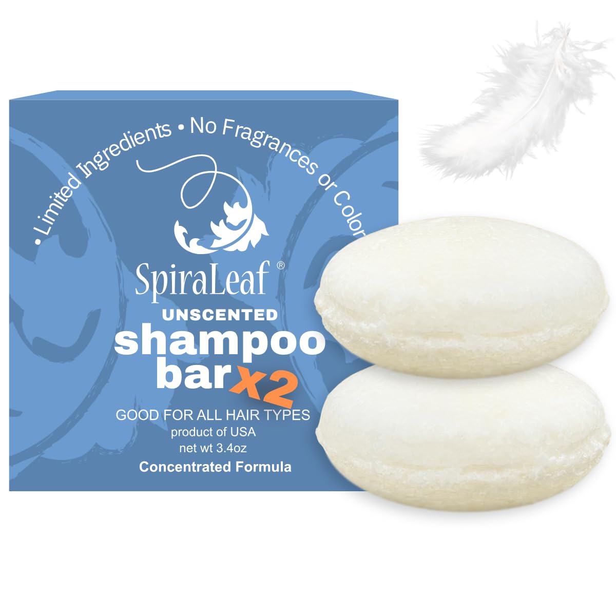 SpiraLeaf solid shampoo bars pack front for all hair types and easy use