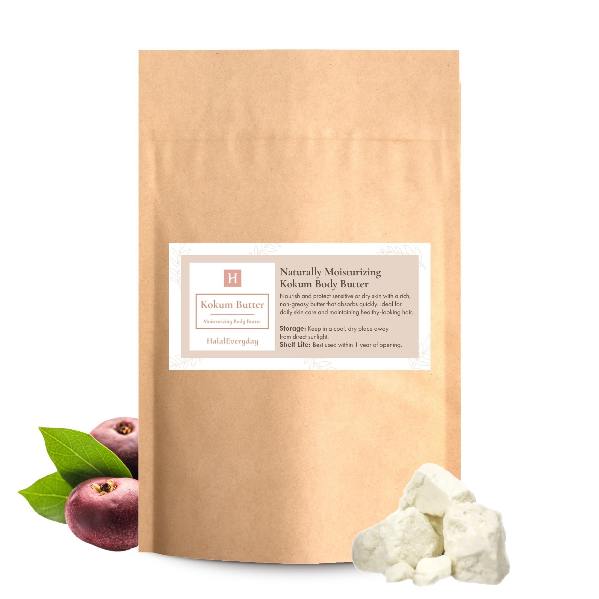 SpirZon Kokum Butter sealed bag shows easy storage for cosmetics.