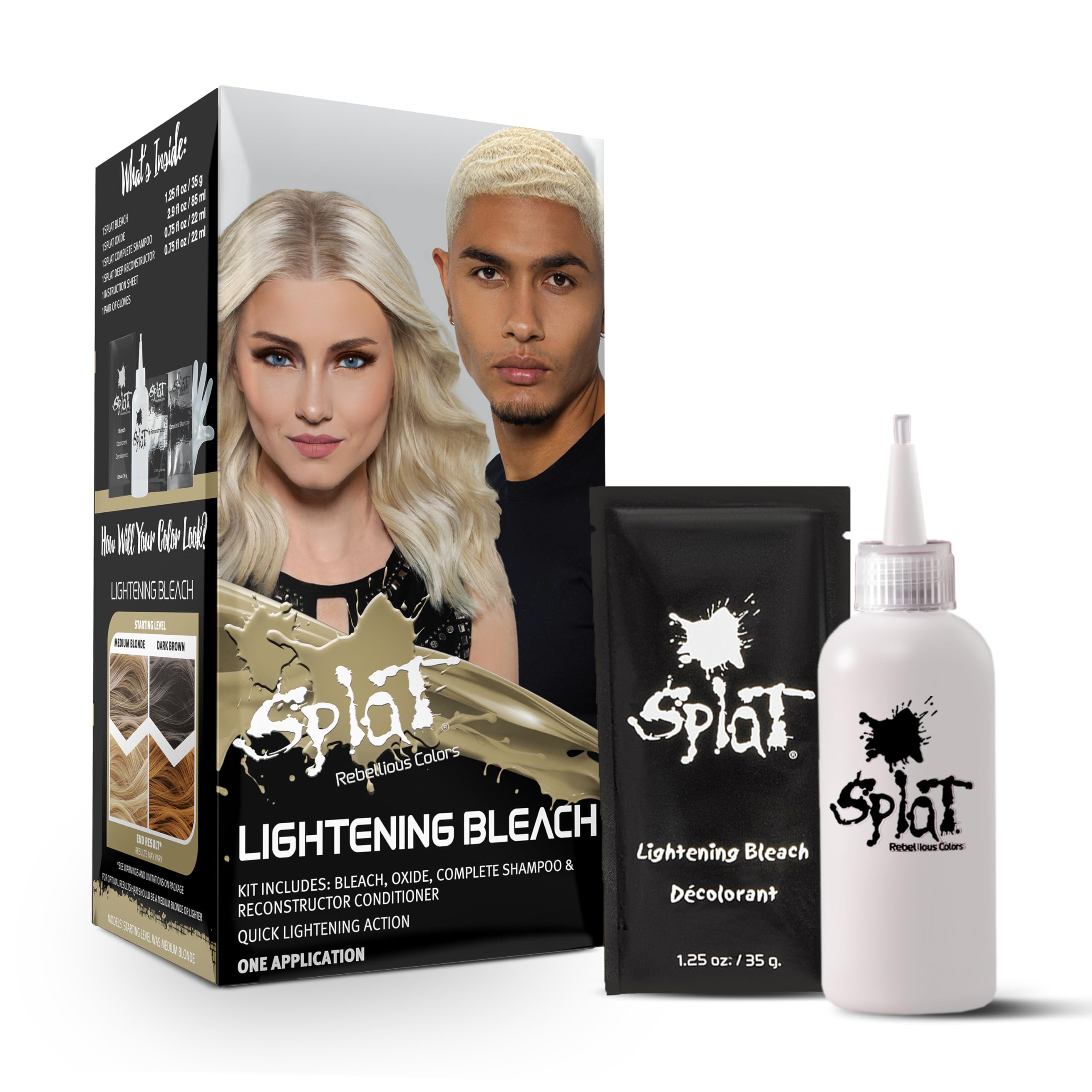 Splat Lightening Bleach Kit oxide bottle for even lifting up to 3–5 levels