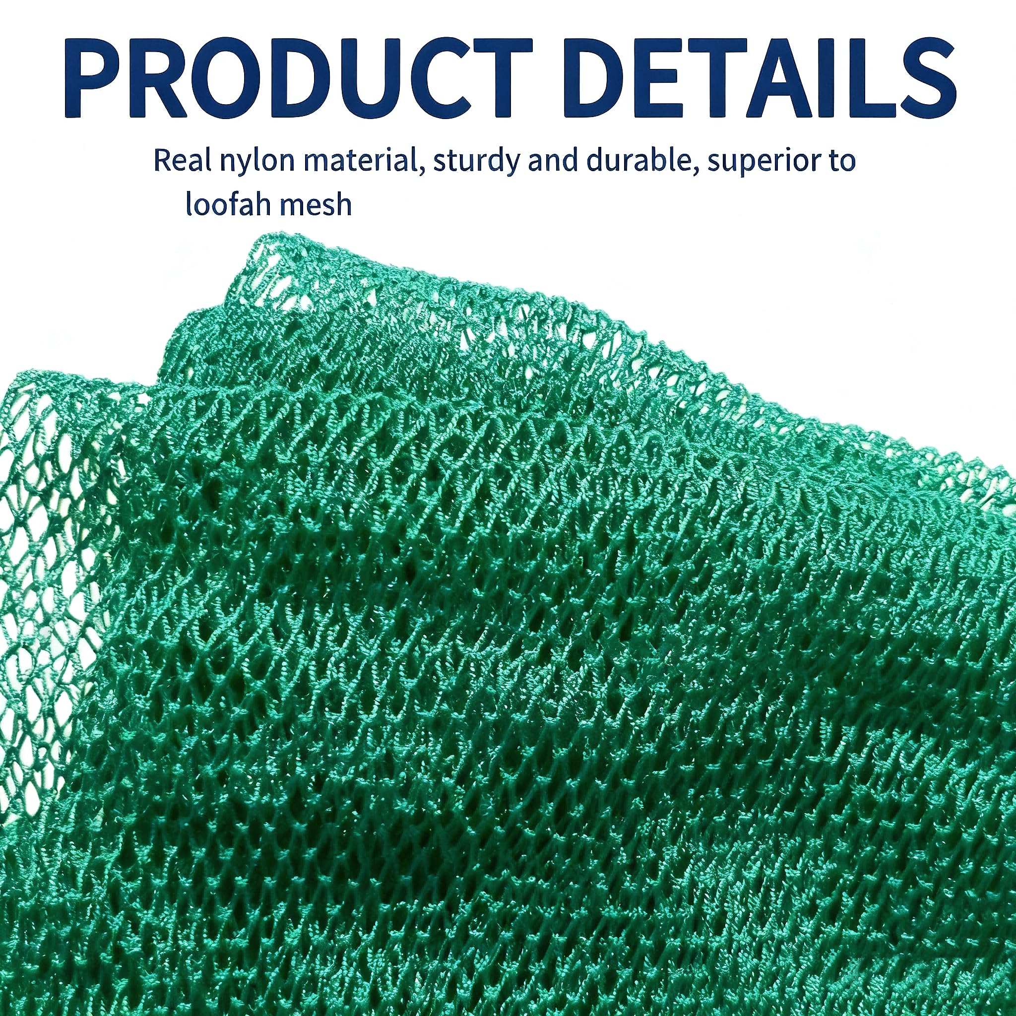 SPMKTBOZAI African Net Sponge close-up demonstrates quick-dry nylon fibers for fast air-drying.
