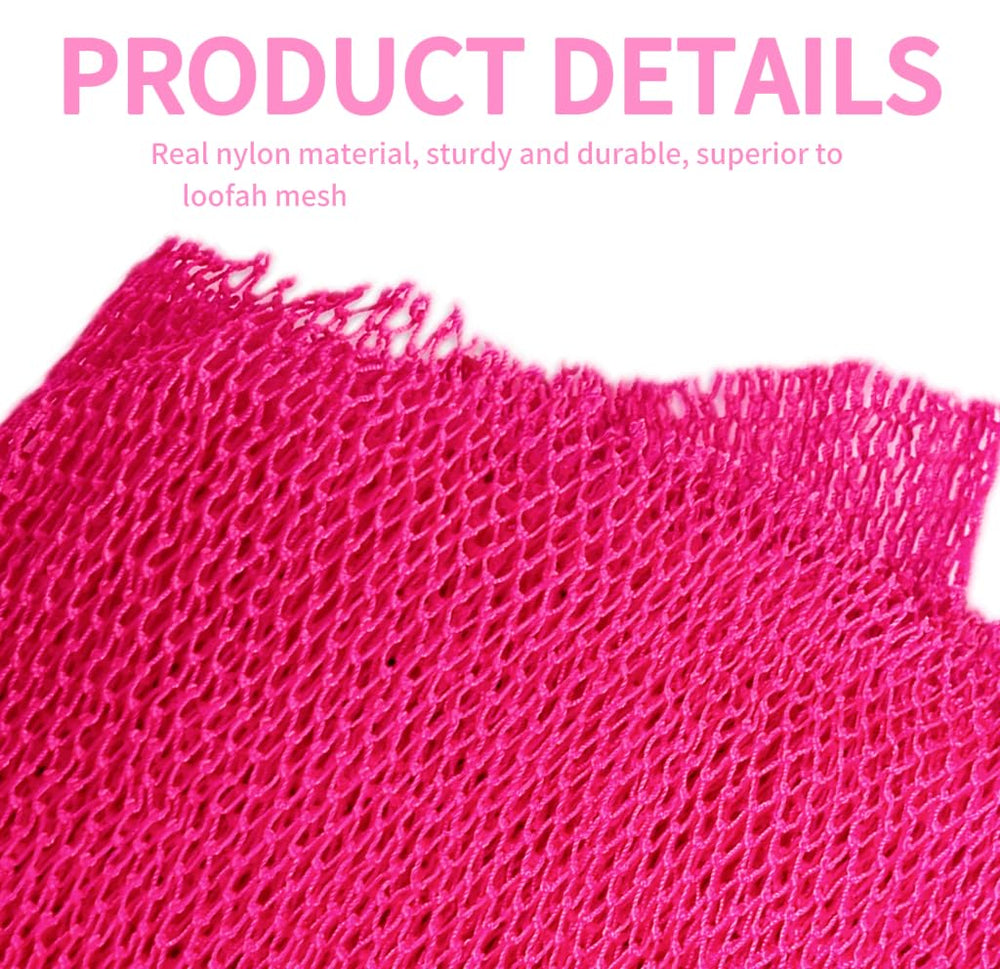 SPMKTBOZAI African net sponge back scrubber in rose pink for easy reach