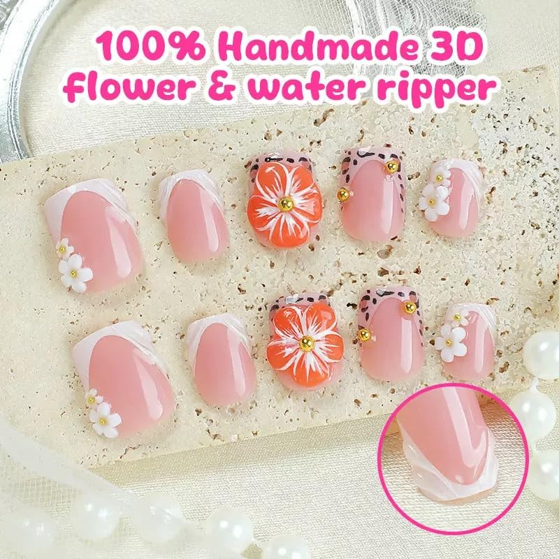 SPNBCQ 3D flower design nails closeup highlighting decorative texture for special occasions.