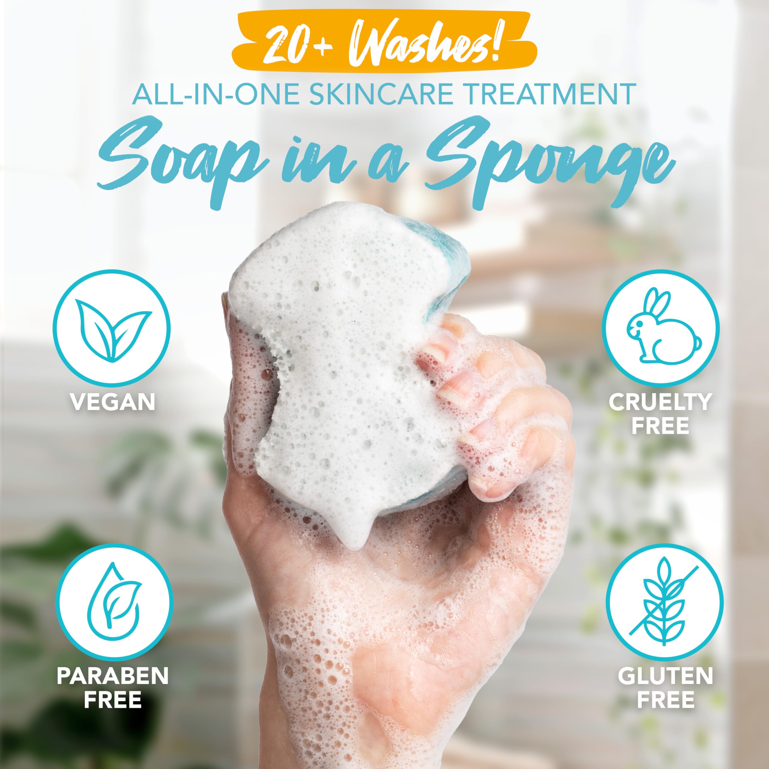 Spongeables Pedi Scrub Sponge rich lather creates luxurious shower experience.