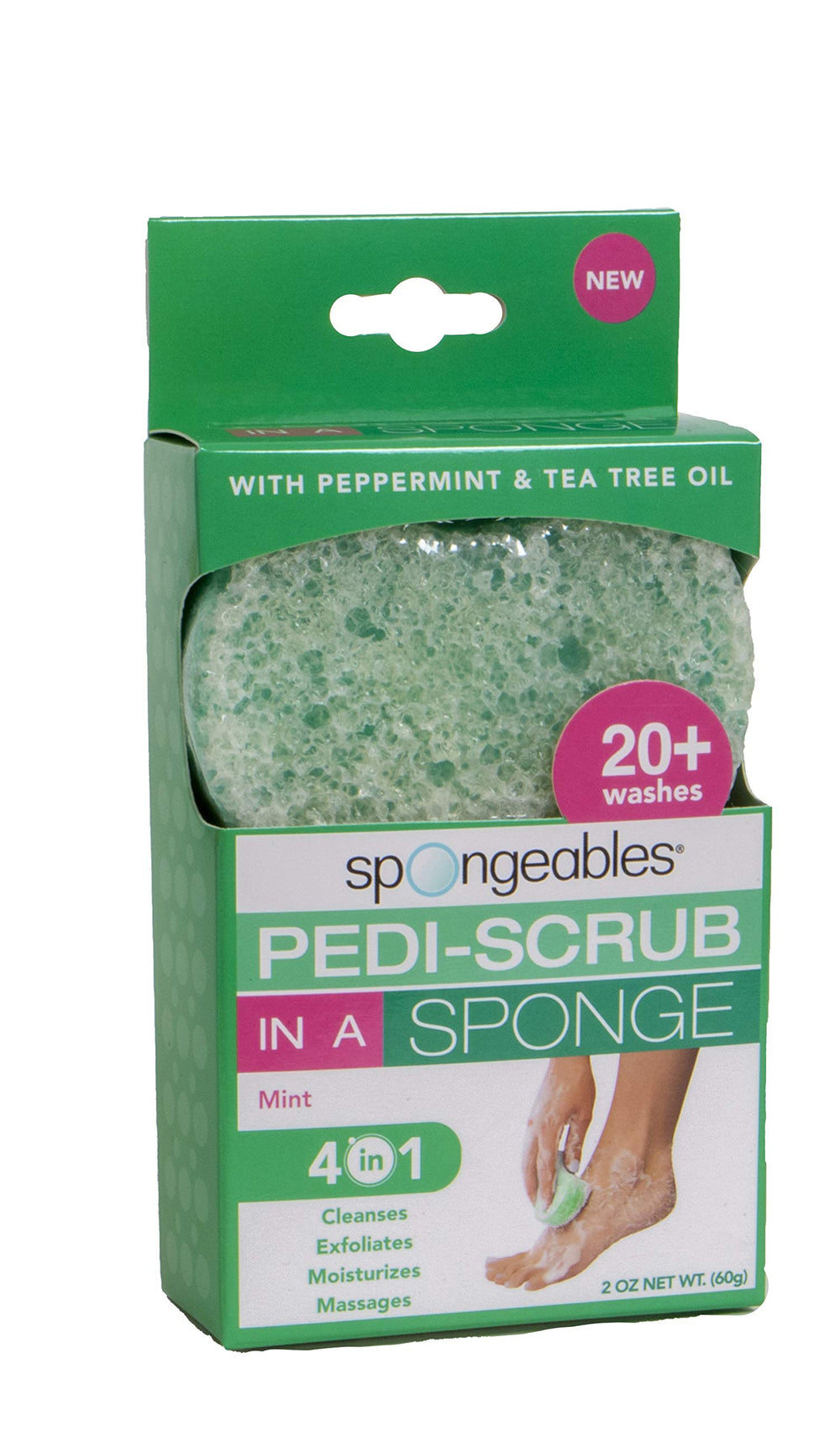 Spongeables Pedi Scrub textured-side close-up for gentle exfoliation.