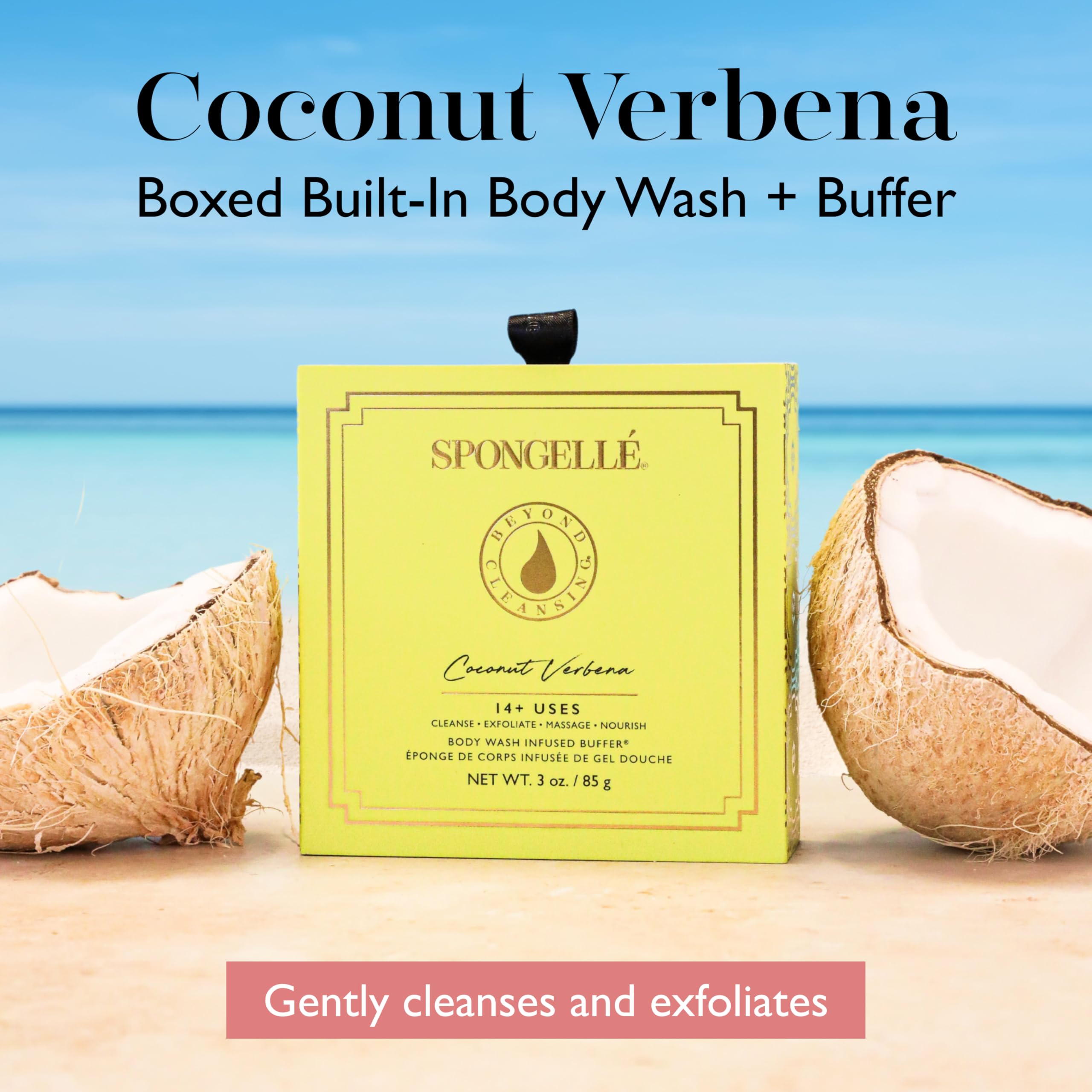 Spongelle Coconut Verbena Wild Flower Buffer Lather captures creamy wash and gentle exfoliation.