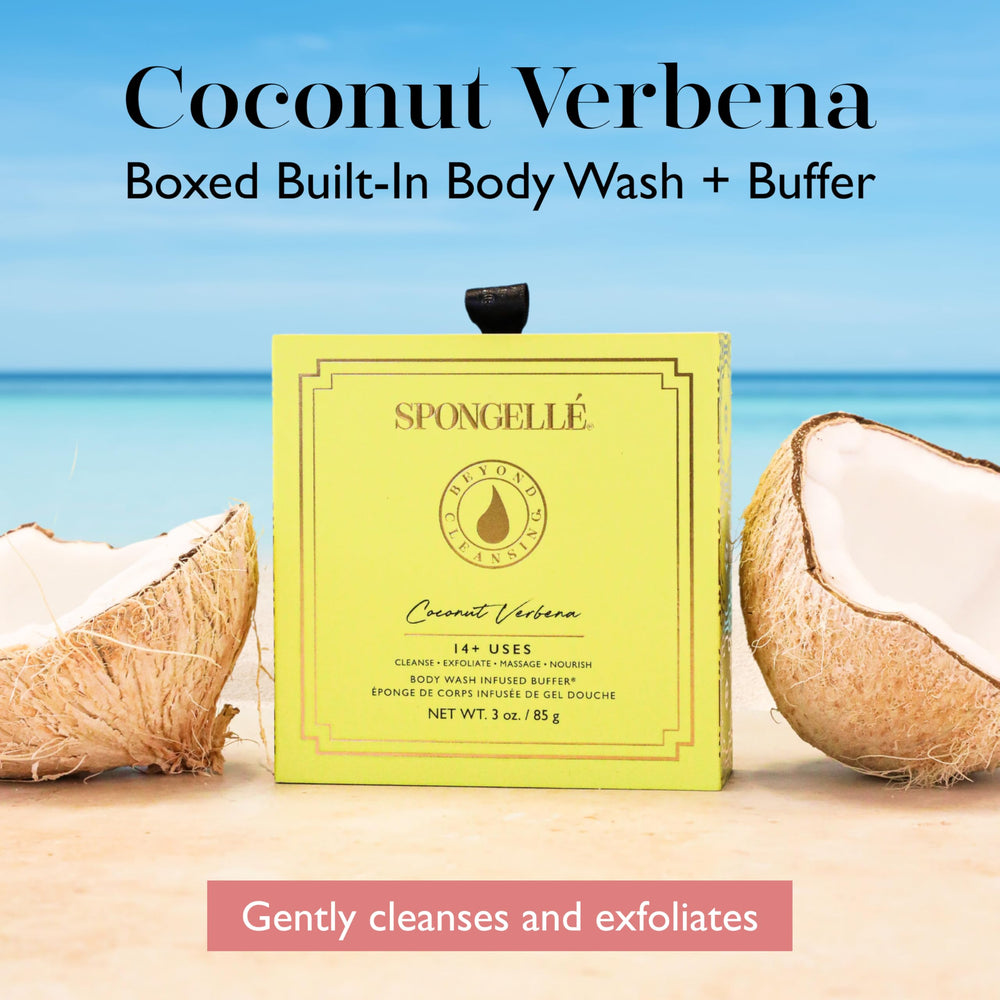 Spongelle Coconut Verbena Wild Flower Buffer Lather captures creamy wash and gentle exfoliation.