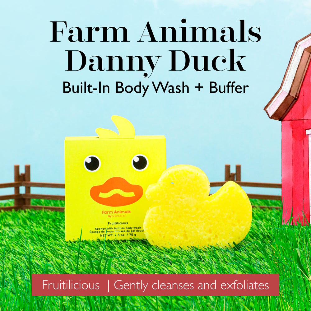 Spongelle Danny Duck product shot highlights a playful, kid-friendly bath-time design.