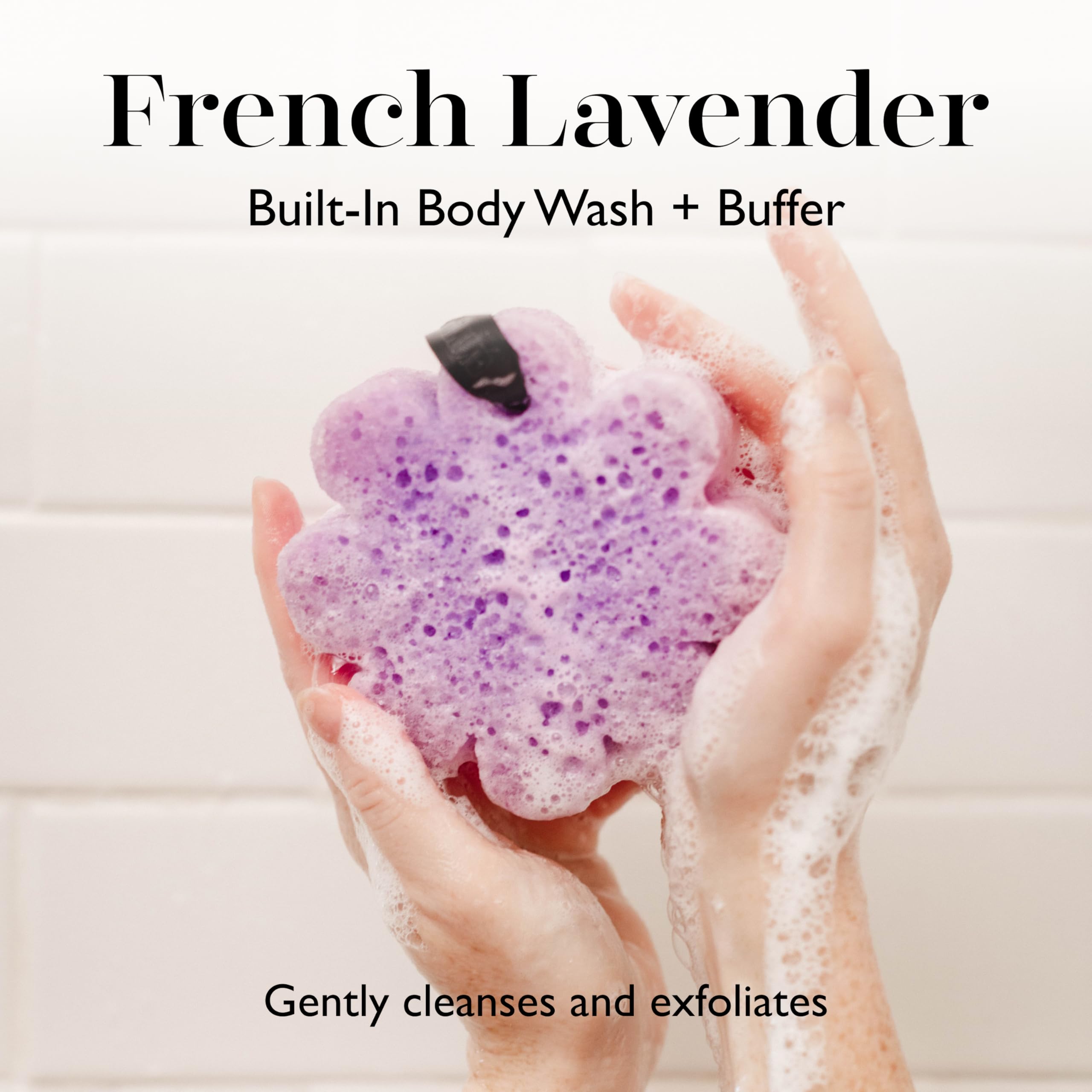 SPONGELLÉ buffer showing built-in wash for convenient cleansing.