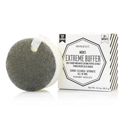 SPONGELLÉ Men's Extreme Buffer Bergamot Absolute White pack shot highlighting daily-use body wash sponge