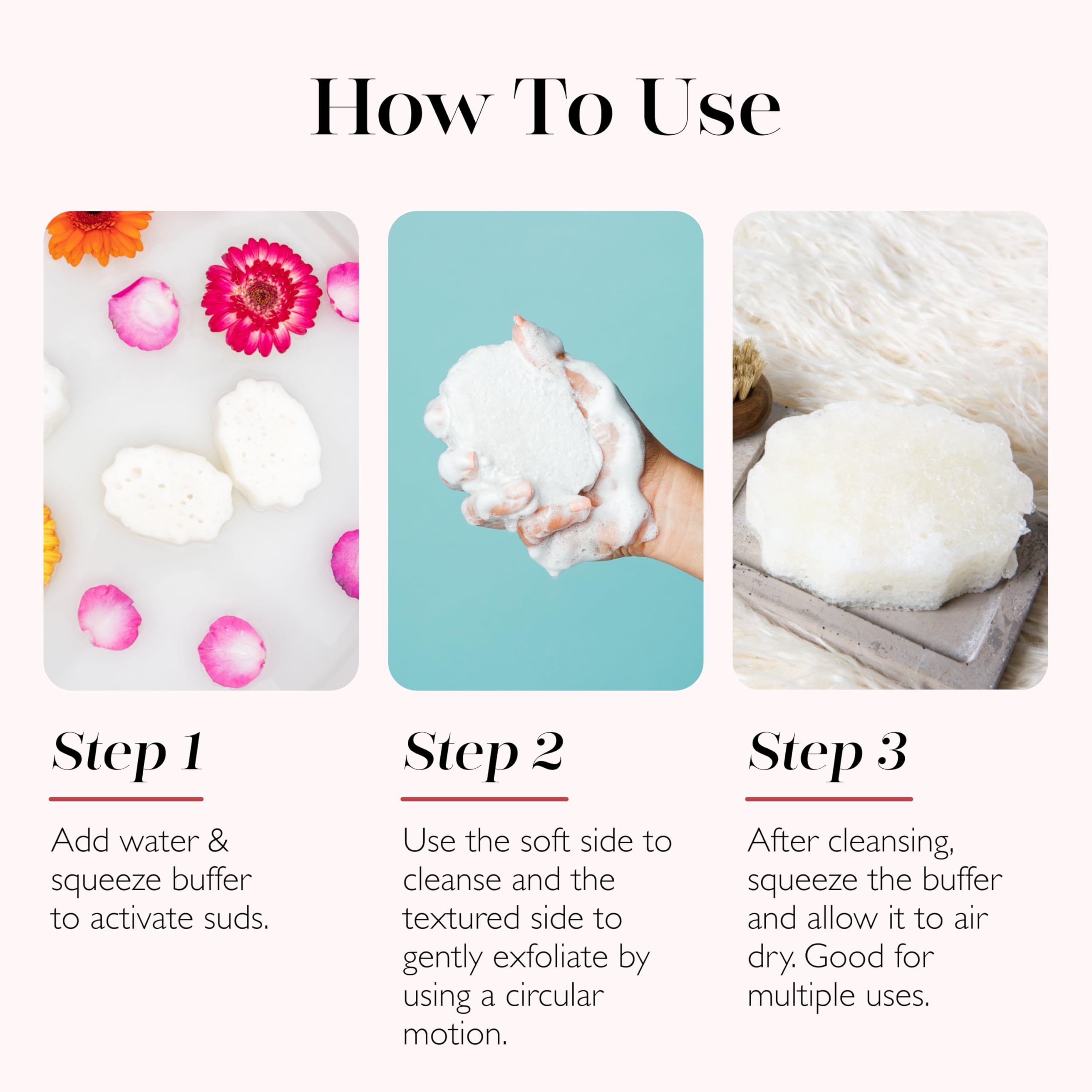 Foot care routine scene with SPONGELLÉ Beach Grass Buffer for at home care