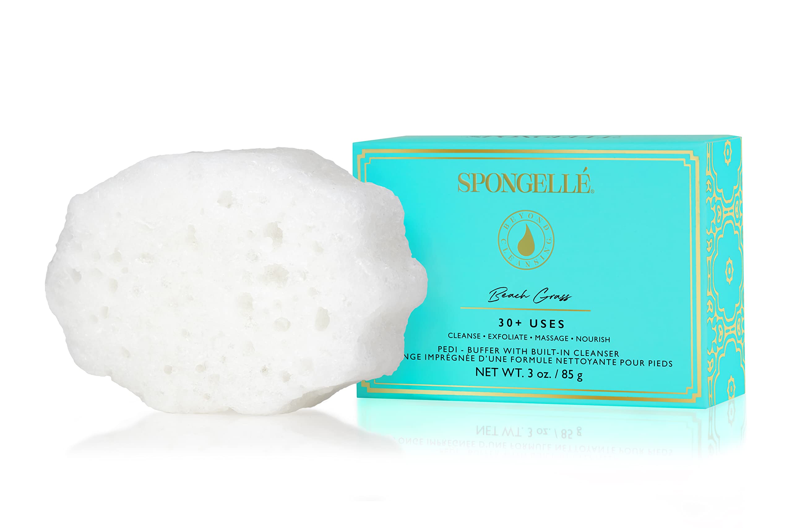 SPONGELLÉ Pedi-Buffer Beach Grass front view shows gentle exfoliation for smoother feet