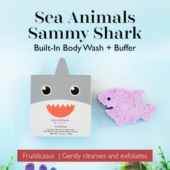 SPONGELLÉ Sea Animals Sammy Shark side view highlighting compact grip