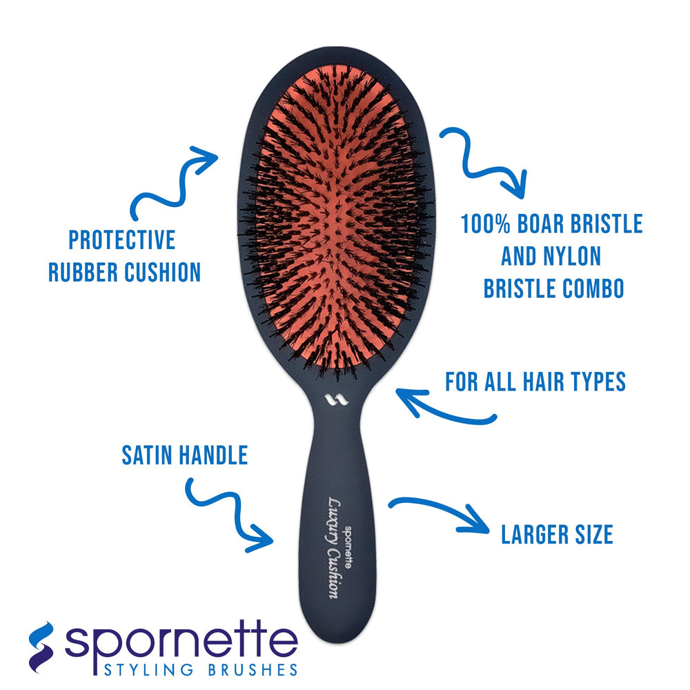 Spornette boar bristle brush gentle with wigs and extensions, protecting delicate fibers